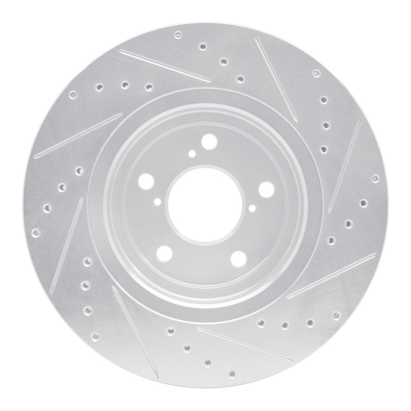 Acura MDX Brake Rotor (1) - Front Left - R1 Concepts - Drilled & Slotted - Silver - `17-`20